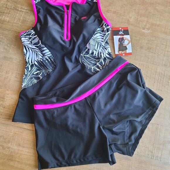 ZeroXPosur Women's Lightweight PINK Stretch Racerback Swim Top Short Tankini Med - Picture 1 of 13